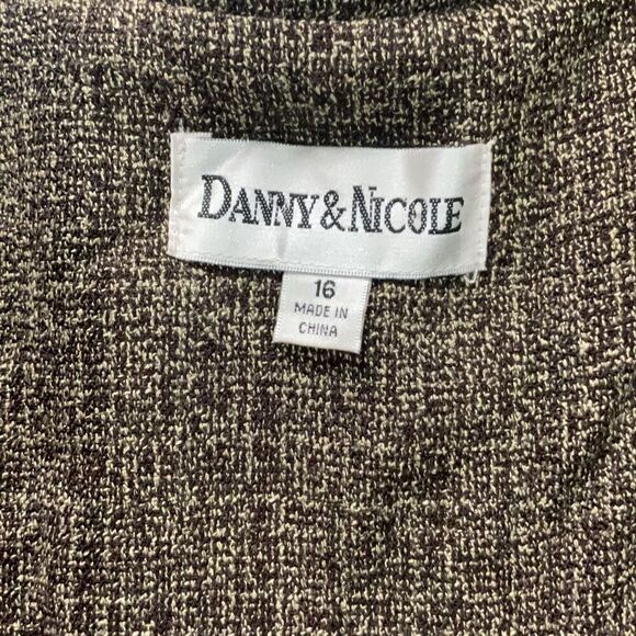 Danny & Nicole Brown Tweed Overcoat Collared Three Button Shoulder Pads Size 16 - Picture 6 of 6